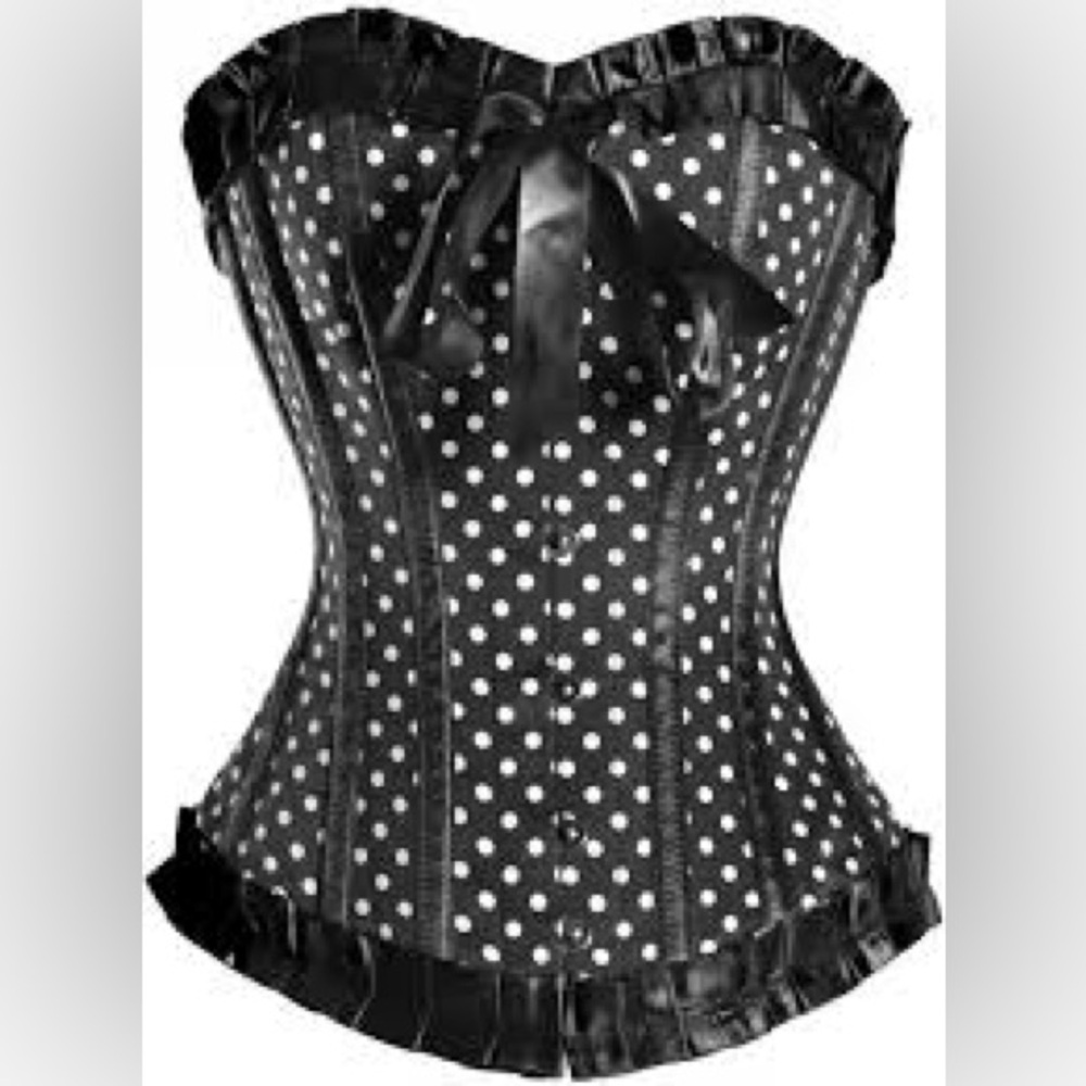 NWOT corsetdeal Black and White Polka Dot Corset